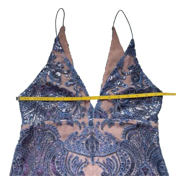 NWT Free People Night Shimmers Mini Dress Blue Sequin SZ 10 - Picture 13 of 13